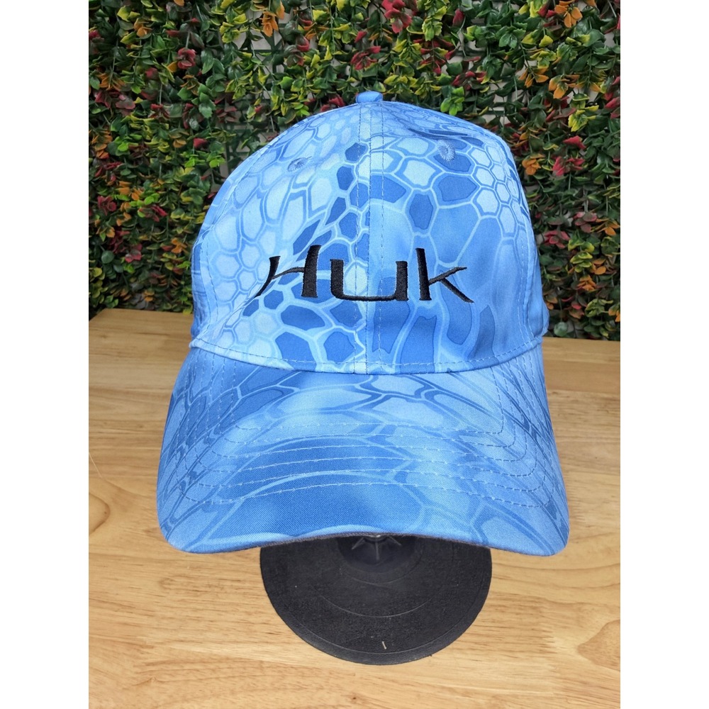 Huk Kryptek Camo Performance Fishing‎ Hat Stretch Fit L/XL Cap Mens Blue